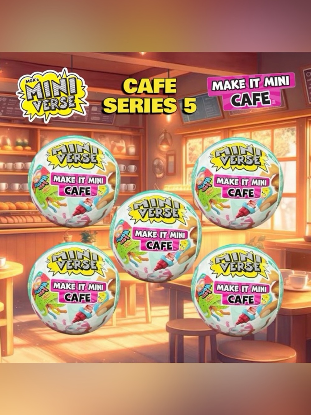 MGA's Miniverse Make It Mini Food CAFE Series 5: (5) Blind Capsule Bundle Lot